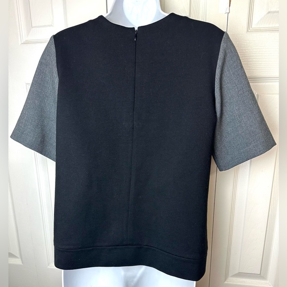 CLUB MONACO Blouse Top Shirt Charcoal Gray Black Ponte Knit Contrast Combo Boxy - Picture 5 of 8